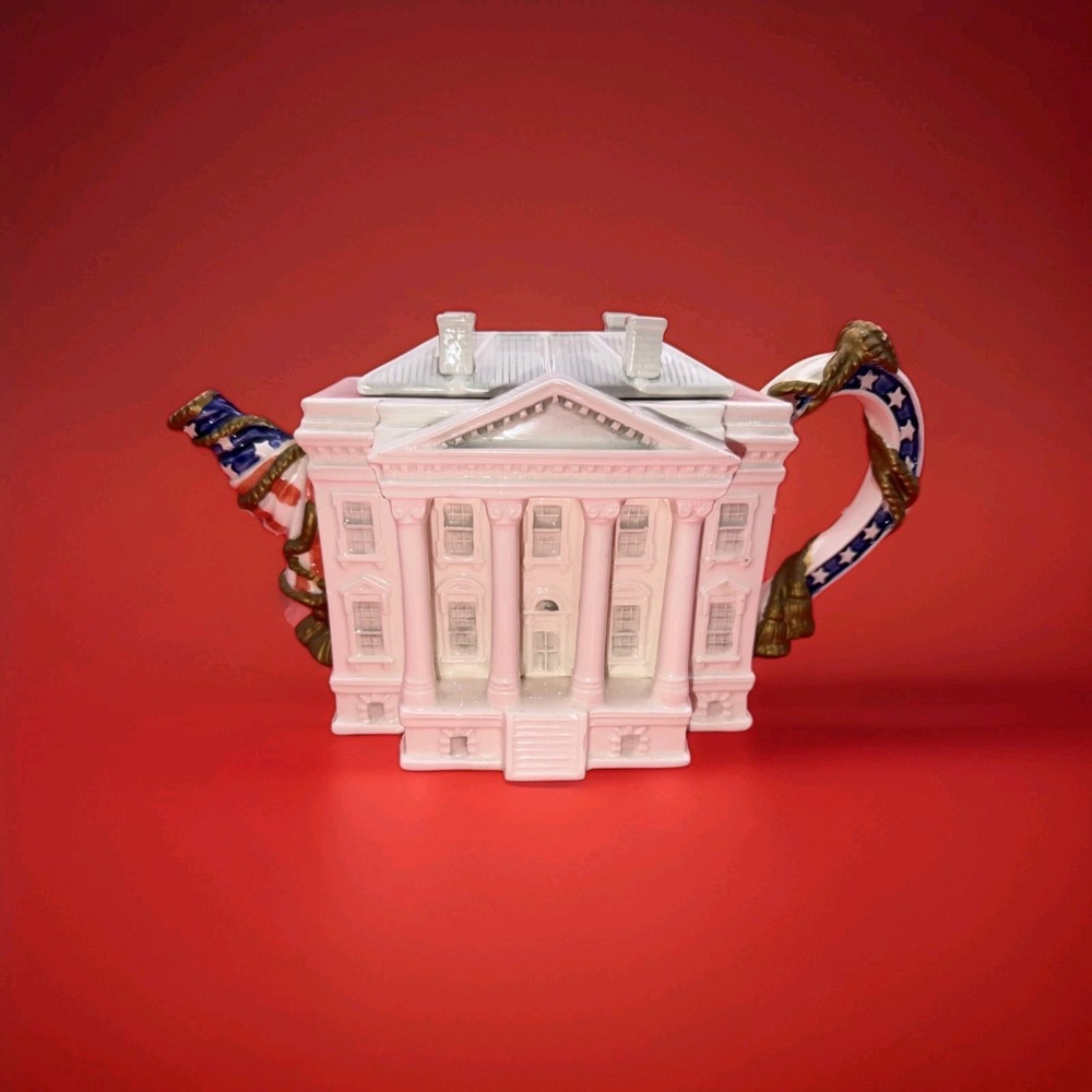 Vintage Fitz and Floyd Limited-Ed "The White House" Teapot #3262/5k Some Chips